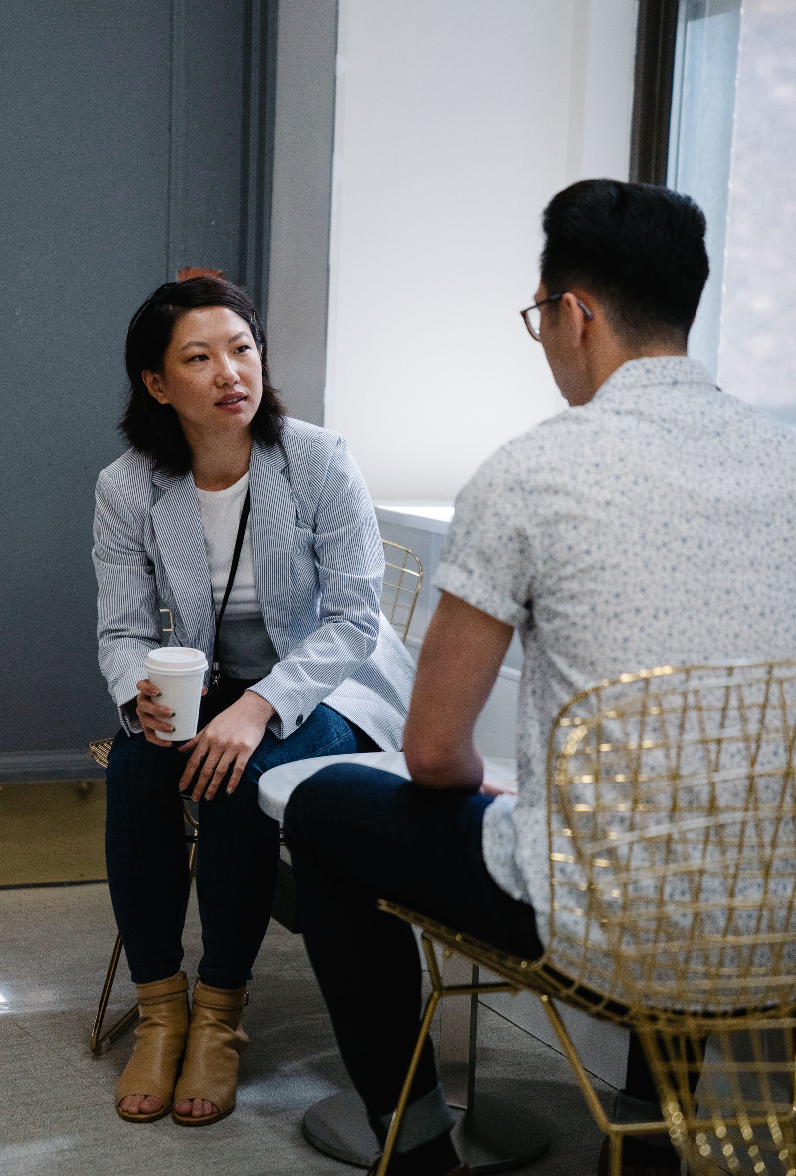 Two language learners in conversation