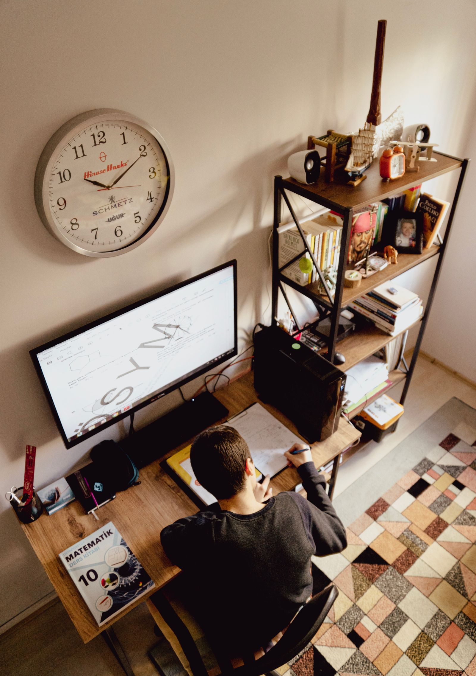 A student working at a quiet study desk
